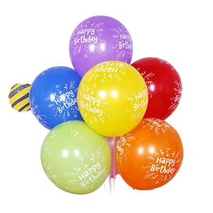 High Quality 12-Inch Happy Birthday Latex Printed Balloons Gift Toy Party Decoration 100 Per Pack Wholesale Supply Helium Air