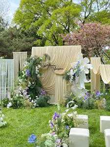 Modern High-end Silk Wedding Ceiling Drapes Bridal Party Decorations Hotel Scene Embellishments Stage Backdrops Curtain Hangings