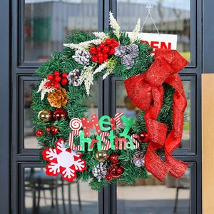 LINGKAI 40CM Artificial Modern Garland Wreath For Front Door Window Decoration Navidad & New Year Party
