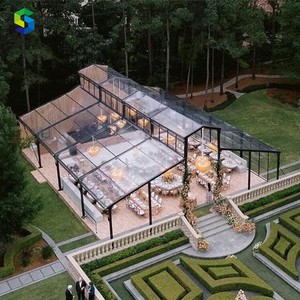 400 People Marquee Tent Clear Pvc Glass Wall Wedding Party Hochzeitszelt Cathedral Atrium Tent For Restaurant Marriage Ceremony