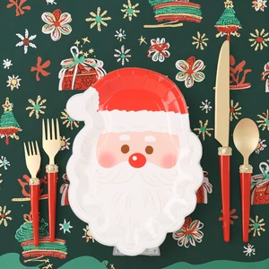 Christmas Reusable Paper Plates For Baking Paper Cake Drum Board Cake Cookie Coffee Bread Sandwich Wedding Coffee