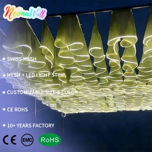 Wedding Ceiling Fabric LED Light Strip 1M Length 50cm Height Green Veil White Light Tulle Backdrop Party Arch Decoration IP65
