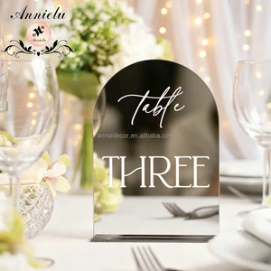 ANNIELU 3 Colors Mirror Acrylic Arch Table Numbers Personalized Wedding Table Signs for Reception Banquet Special Event