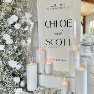 NIKA Personalized Custom Signage White Acrylic Wedding Welcome Sign 3D Mirror Names Reception Wedding Signage
