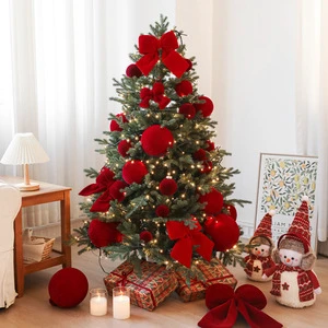 Large Velvet Christmas Balls Christmas Tree Decorations Flocked Xmas Ornaments Balls for Family Holiday Wedding Party Xmas Tree