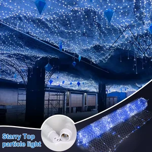 AC 220V Upgrade Wedding Ceiling Decor Starry Sky Wrought Iron Net With Luminous Lamp Beads Party Prop for Christmas and Birthday