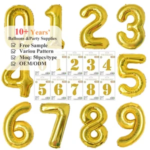 Exquisite Packaging US Version 32 Inch Digital Aluminum Film Balloon Multi-Color Number Balloons With Individually Paper Card