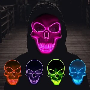 Led Light up Mask with EL Wire 3 Flashing-Modes for Halloween Cosplay Costume and Party Supplies,Halloween Scary Mask
