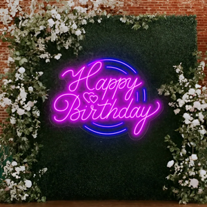 Happy Birthday Neon Sign Big Custom Led Light Wedding Bachelorette Party Decor Personalized Name Wall Banner Glow