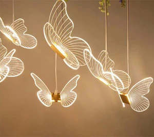 2024 High-quality Wedding Decoration Lights String Window Wedding High-brightness 10heads Acrylic Brushed butterfly Chandelier