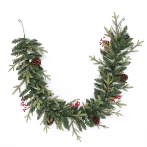 Eco-Friendly 40cm 50cm 60cm Christmas Wreaths Garlands with Pine Cones Red Fruit LED Lights Product Christmas Decorations
