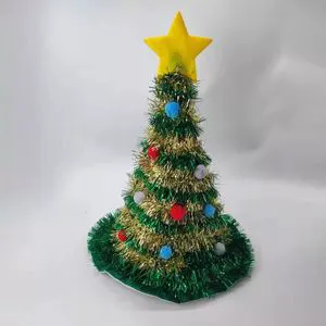 Christmas Hats Green Ribbon Hat Xmas Tree Small Ball Star Top Xmas Dress up Xmas Performance Wear Hat for Christmas Decor