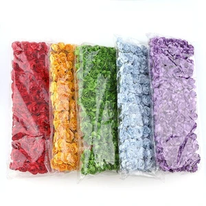 144Pcs Mini Artificial Wrapping Paper Flower Rose Gold Paper Bag Flower Paper Bag Wedding Party Home Craft Decoration