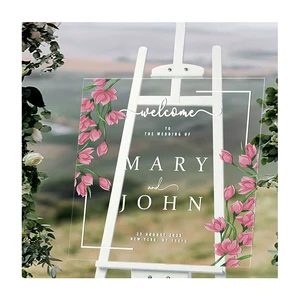 Perspex Welcome to Our Wedding Sign Acrylic Welcome Sign Stand Painted Acrylic Wedding Name Sign