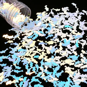 Iridescent Dolphin Shape Sequins Holographic Fish Shape Glitter for Slime Resin Fillings, Garment Embroidery & DIY Accessories