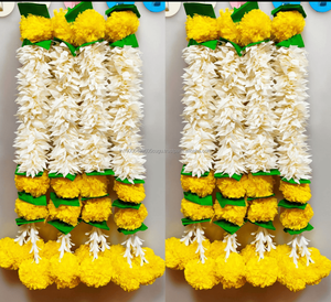 Artificial Jasmine Marigold Leaf Garland Wedding Wreaths Housewarming Favor Home Decoration Temple Decor Wall Hanging