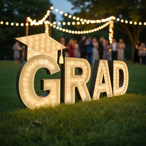 Party Event Large Graduation 3D Acrylic Metal Marquee Letters LED Sign Outdoor Illumination Glowing Lights Manual Control AC/DC