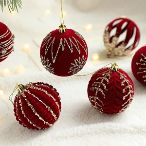 Wholesale High Quality 8CM Velvet Ball Ornaments Decoration Bulk Hanging Diy Christmas Balls for Christmas Tree
