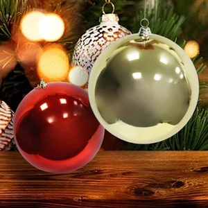 New 30cm Christmas Tree Shiny Red and Gold Silver Pearlescent Glitter Plastic Electroplated Bright Balls Holiday Hanging Decor