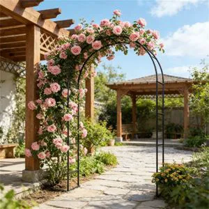 Black Garden Arch Frame for Plant Climbing & Weddings
