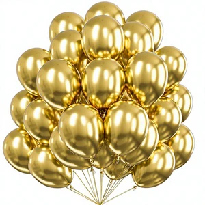 FeiLe Glossy Gold Latex Helium Balloons 100pcs 12 Inch Round For Birthday Wedding & Party Decorations-Set G101
