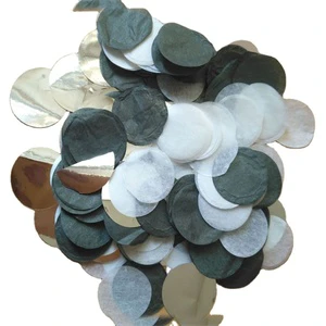Black, Silver, White Mixed Circles Tissue Paper Confetti 1 Inch Wholesale