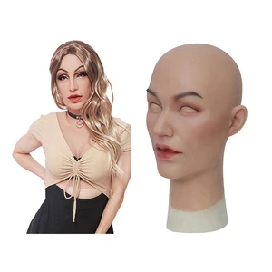 Silicone Head Cover Beauty Head Mask Male to Female Full Head Mask for Crossdresser Transgender Drag Queen Sissy Party