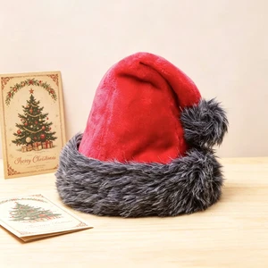Factory Supply Polyester Santa Hat Unisex Cosplay Christmas Hats with Adjustable Fit for Party Decorations