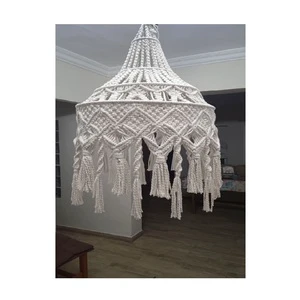 Handmade Fiber Art Macrame Hanging Decor Dreamy Aesthetic Canopy for Birthday Elevates Home Ambiance Light Fixture Decorative