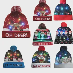 High Quality LED Light-Up Knitted Santa Christmas Hat Festive Gift Adults & Kids' Winter Party Decoration