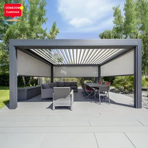 Aluminium Louvered Roof Pergola Bioclimatique Garden Arches Arbours Pergolas Aluminum Remote Control Motorised Outdoor