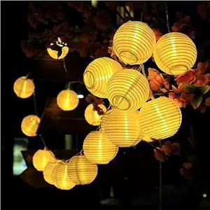Waterproof IP44 Outdoor Solar LED Warm White Lantern String Lights 5m Length 50000 Hours for Christmas Wedding Party Decorations