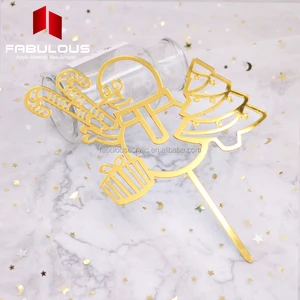 Merry Christmas Cake Accessories Birthday Decoration Gold and Silver One Valentines Day Cake Topper