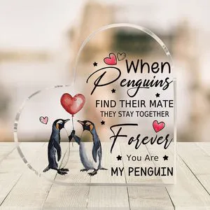 Acrylic Animal Design Heart-shaped Plaque Durable Wedding Anniversary & Birthday Gift for Couples
