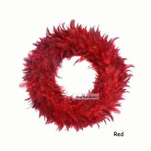Floral Red Garland Feather Christmas Wreath for Home Door Wall Window Wedding Party Halloween Thanksgiving Fall Autumn Decor