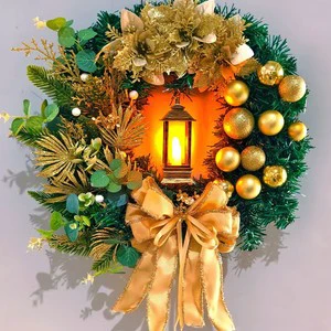 Handmade Golden & Red Jesus Christmas Wreath Festive Party Decorations with Bell Elements Multiple Styles Available