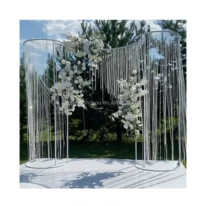 S Shape White Wedding Arch Curve Backdrop Stand With Hanging Crystal Curtain for Wedding Arch Backdrop