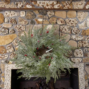 Elegant Handmade Cypress Leaf Christmas Wreath High Quality Waterproof Artificial Flower Wreath Direct Factory Home Decor for