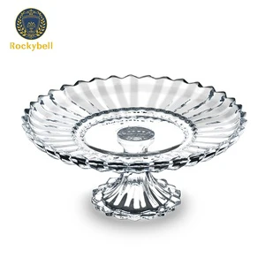 High Quality Bohemian Vintage Elegant Crystal Clear Glass Footed Fruit Elegant Home Decorative Cake Tray Set Pack Giveaways