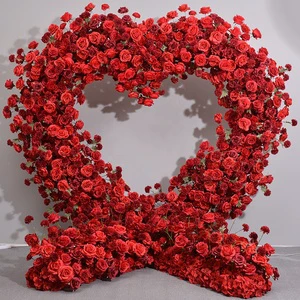 S0590 Luxury Wedding Decor Arch Floral Arrangement Marry Me Backdrop Red Love Heart Shaped Stand Arch Rose Flower For Proposal