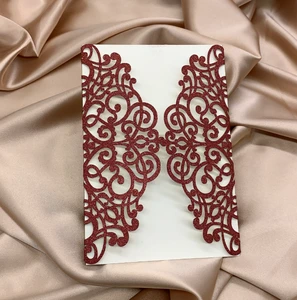 Wholesale Nautical Love Theme Wedding Invitations Glitter Paper Handmade with Floral Pattern and Hot Foiling