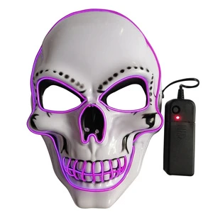Hot Sale Halloween Carnival LED Glow Mask Plastic Ghost Face Stage Party Mask Cold Light Effect