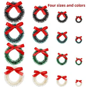 Huidi Bear American Style Christmas Decoration Wreath Mini Hanging Wreath 3-8CM for Christmas Celebration