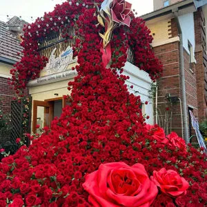 Artificial Proposal Flower Arch Backdrop Silk Decorative Red Rose Heart Flower Arch for Wedding Party Decoration