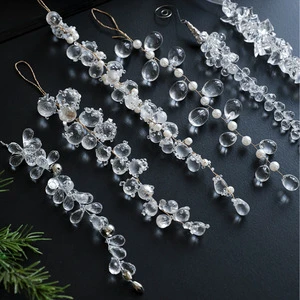 Acrylic Beads Christmas Tree Decorations Winter Christmas Clear Garland Hanging Acrylic Christmas Ornaments For Tree Decorations