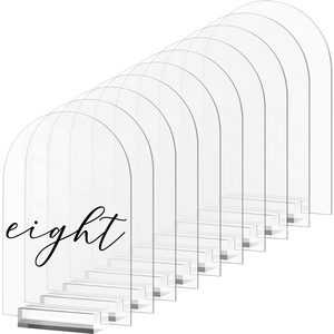 Clear Arch Acrylic Sign with Stand Blank Arched Sheets for Wedding Table Numbers for Tabletop Displays
