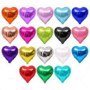 18-Inch Heart Foil Balloons Inflatable Helium Colorful Custom Logo Option CE Certified Birthday Party Wedding Baby Shower