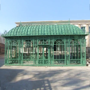 Luxury Outdoor Garden Large Size Wrought Iron Gazebo With Glass For Wedding Venues