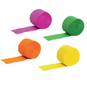 Hot Selling 4 Pcs Orange Green Yellow Fuchsia Paper Streamers Packing Crepe Paper Rolls for Birthday Baby Shower Bridal Shower
