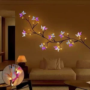 LED Copper Ivy String Butterfly Flower Light for Valentine Party Holiday Event Christmas New Year Wedding Gift Night Light